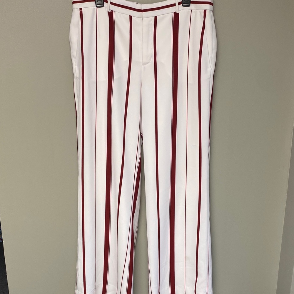 Banana Republic Women's White Pants with Red Stripes — Size 12 — EUC
